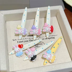 Koreaans stijl polkadot cartoon konijn ballon haarspeld schattige pony eendensnavel haaraccessoire