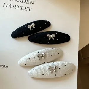 Pinza de pelo con lazo y lunares coreana linda para mujeres, accesorios de moda elegantes.