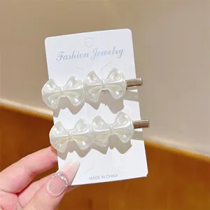Koreaanse parel strik haarspelden set, elegante eendenbek haarspeld voor dagelijks haarstyling.