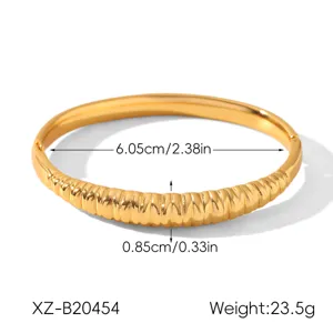 Bracelet manchette irrégulier en acier inoxydable pour femmes, bijou plaqué or 18k, 23,5g