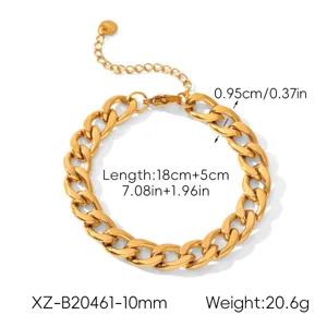 Gold Cuban link chain bracelet for women men stainless steel thick chunky bracelet jewelry