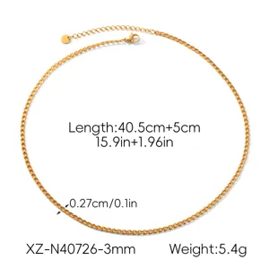 Classic stainless steel Cuban link necklace with extension chain, stylish gold jewelry piece.