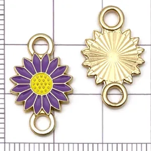Dijes de margaritas de esmalte de aleación conector de doble bucle accesorios de joyería DIY.