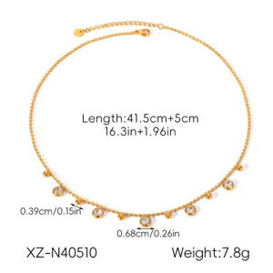 Collier ras du cou perlé en strass en acier inoxydable bijoux élégants pour femmes