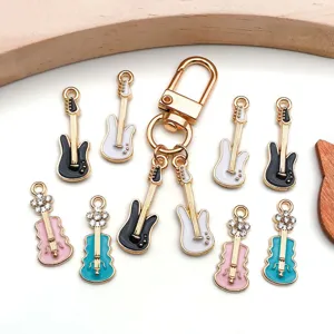 Bunt Emaille Gitarre Bass Anhänger Legierung DIY Schmuck Zubehör für Halskette Armband