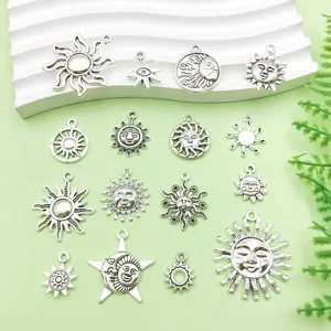Breloques pendentifs soleil argent ancien alliage accessoires bijoux faits maison ensemble