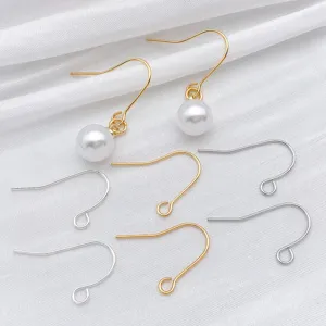 Fournitures de bijoux DIY, crochets de boucle d'oreille dorés et argentés avec perles.