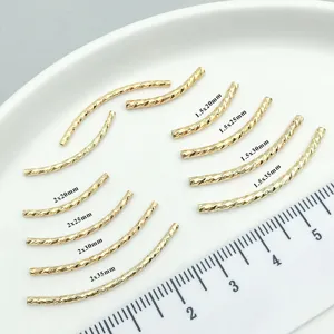 Gold plated curved tube faceted twisted tube DIY jewelry findings accessories detail size
