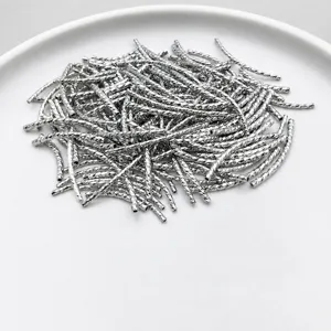 Silver plated curved tube beads twisted spacer beads for DIY jewelry making accessories 35mm