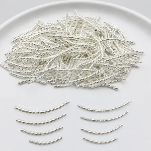 Silver twisted curved tube beads spacer for DIY jewelry making accessories parts craft supplies