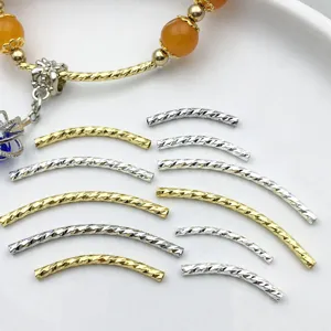 Minimalist Copper Curved Tube Beads Electroplated Gold Plated Spacer Findings For DIY Jewelry Making Pendants
