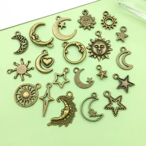 Antieke brons zon maan ster amuletten legering DIY sieraden hangers voor handgemaakt