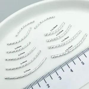 Silver plated curved tube spacer beads for DIY jewelry making, various sizes available now.