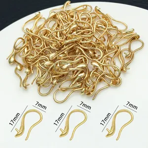 Vergoldete Kupfer DIY Ohrringhaken Schmuckherstellung Zubehör Komponent 17mm
