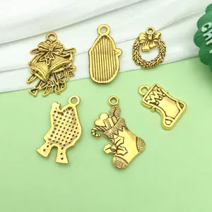 Antique gold Christmas charms alloy pendant set for DIY jewelry making and bracelets