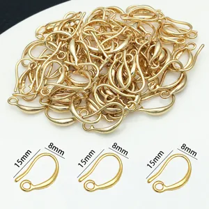 Goldene DIY Ohrhaken Schmuckzubehoer Komponenten fuer handgemachte Ohrringe 15x8mm Set
