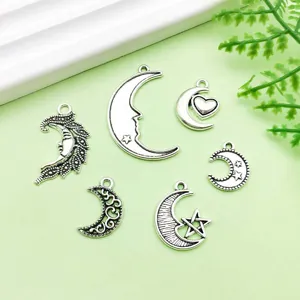 Antiek zilver legering maan en ster bedels hangers voor DIY armbanden kettingen sieraden