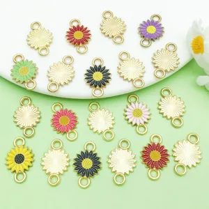 20 Pzas Conectores Colgantes Girasol Esmalte Colorido de Aleación para DIY Pulsera Collar Joyas