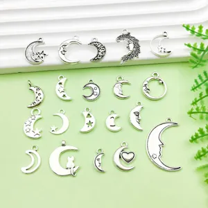 Zilveren legering maan ster bedels hangers voor DIY handgemaakte sieraden maken.
