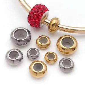 Stainless steel rubber stopper beads DIY jewelry accessories for bracelets and necklaces detail view.