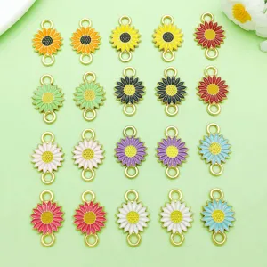 Colgantes margaritas esmalte de colores en aleación para pulseras collares DIY, 20 piezas.