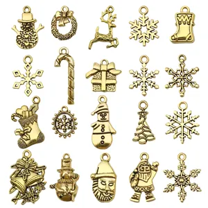 Mixed 20 styles antique gold Christmas charms DIY jewelry pendants for bracelet earrings making