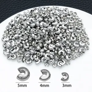 Cubiertas de crimpado en forma de C plateadas, cuentas de luna, fornituras DIY 3mm 4mm 5mm.