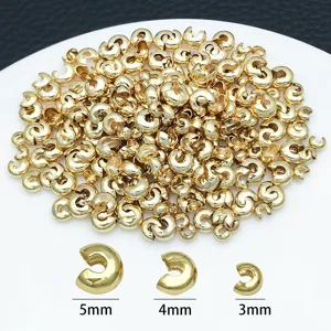 Cuentas con forma de C doradas 3mm 4mm 5mm componentes de joyería DIY para manualidades.