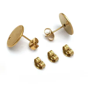 Goldschmuck Edelstahl Ohrstecker Rohling mit Schmetterling Rueckseiten DIY Bauteile