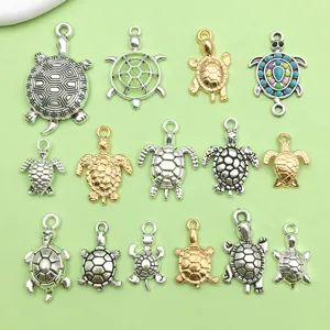 Αντίκες Ασημί KC Χρυσό Κράμα Χελώνας Charms Διάφορα Megethes Cute Animal Pendants Για DIY Χειροποίητα Βραχιόλια Κολιέ Κοσμήματα Αξεσουάρ