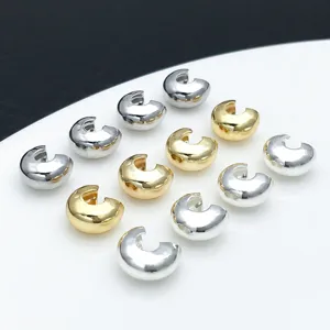Fornituras de Joyería de Cobre C-Clasp Crimp Bead Dorado Plateado Cuentas de Media Luna Puntas de Extremo para Fabricación de Joyas DIY