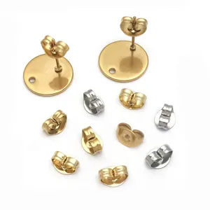 Edelstahl DIY Ohrring Zubehör Ohrstecker Rohlinge und Schmetterling Verschluß Detail