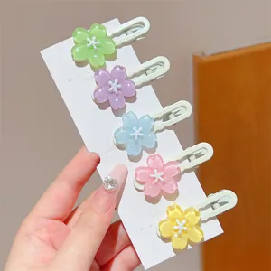 Cute jelly color flower hair clips sweet style side duckbill clips for women girls chic accessories