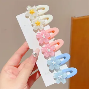 Summer fresh jelly flower hair clips, sweet girl style side duckbill clip hair accessories set.