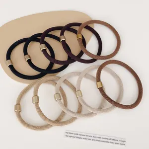 Hoge Elastische Haarelastiekjes Voor Vrouwen Vintage Haarbanden Duurzame Elastiekjes Met Metalen Ring Paardenstaart Haaraccessoires