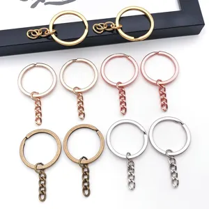 Metal alloy keychain rings with chain split rings DIY jewelry making accessories bulk pack