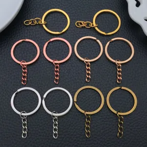 Mixed metal alloy keychain split rings with chains DIY jewelry making findings set