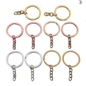 Alloy keychain rings with short chains multi-color DIY jewelry making accessories set