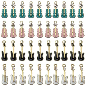 Bunte Emaillierte Gitarre Strass Legierung Charms Für DIY Schmuck Herstellung Sets