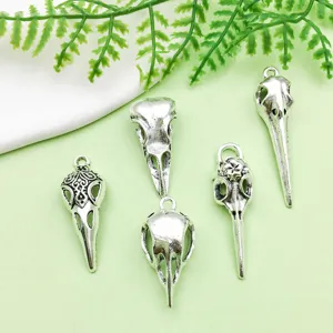 Vintage Silver Bird Skull Pendants DIY Jewelry Accessories Halloween Gothic Charms