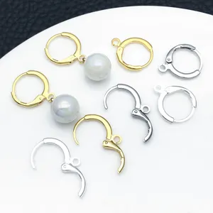 Ganci per orecchini francesi placcati in oro e argento con perle per creazioni fai da te.