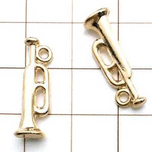 KC gold alloy trumpet instrument charm pendant for DIY handmade jewelry necklace bracelet