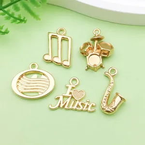KC Gold Alloy Music Charms Pendant Set for DIY Handmade Bracelets Necklaces Jewelry Making