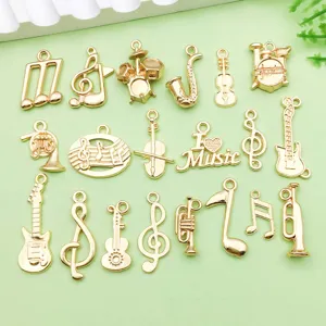 KC gold alloy music instrument charms pendants for DIY jewelry making bracelets necklaces