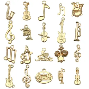 Gold music charms alloy pendants for DIY bracelets necklaces jewelry making accessories