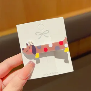 Cute dachshund hair clip sweet cartoon duckbill side bang clip for women daily sweet styling.