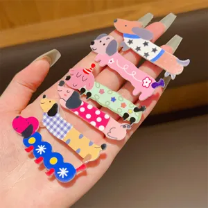 Cute cartoon dog hair clips acrylic sweet side hairpins for women daily styling accessories
