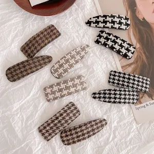 Classic Houndstooth Fabric BB Hair Clip Women Autumn Winter Side Bangs Styling Clip Fashion Hair Accessories