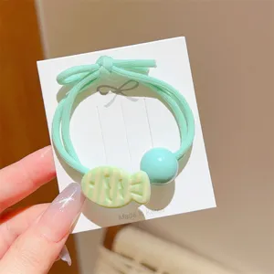 Zoete snoepkleur haarband met schattige vis hanger en kraal, elastische haarelastiek voor dagelijks.
