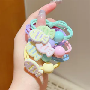 Leuke snoepkleur cartoon vis haarelastiekjes schattige macaron elastische haarbanden voor vrouwen